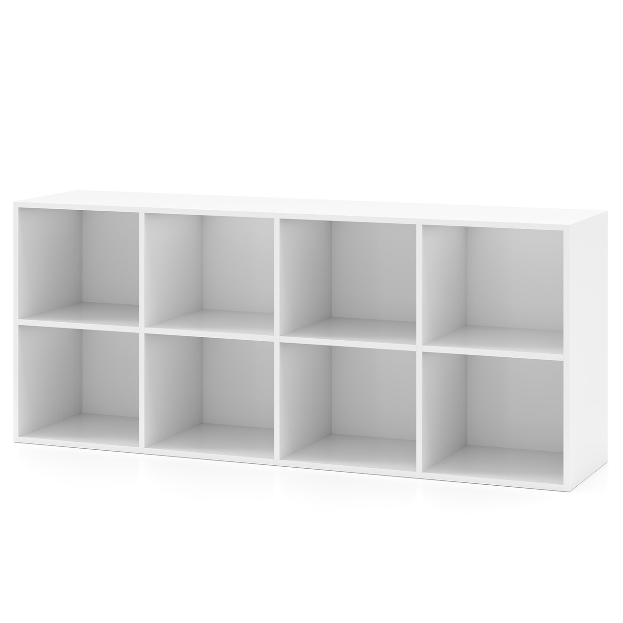 White Engineered Wood 8-Cube Bookshelf with Anti-Tip Kits and High Load Capacity